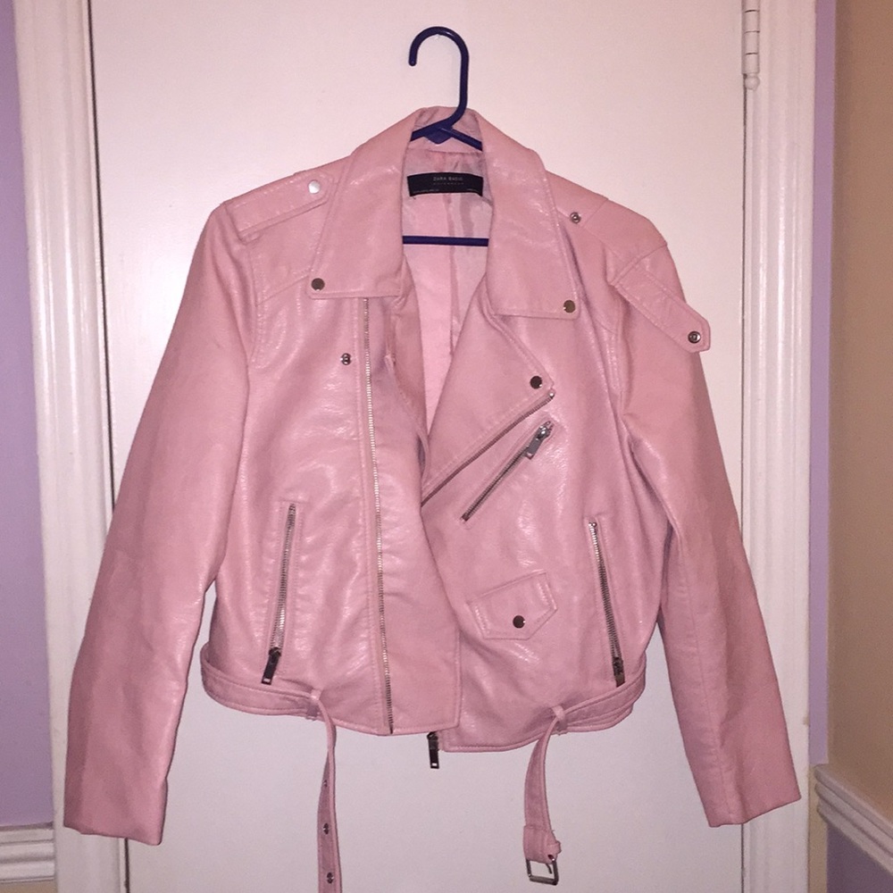 Pink Biker Leather Jacket